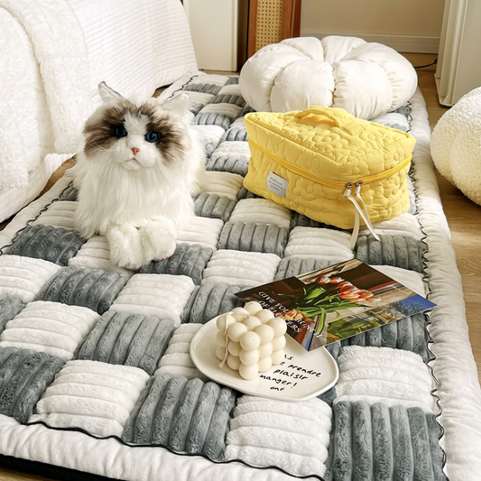 Plush Paws Co. Checkerboard Quilted Sofa Mat – Plush Furniture Protector & Pet Couch Bed