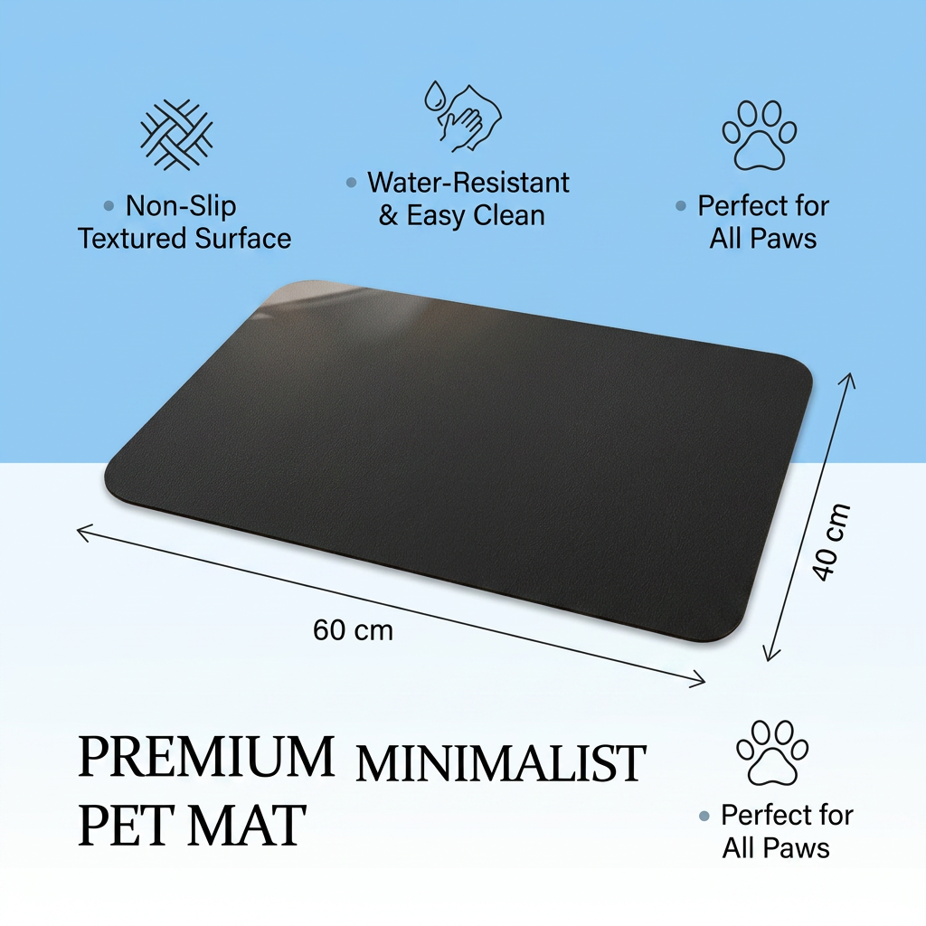 Plush Paws Co. Non-Slip Dog Bowl Mat – Quick-Drying Waterproof All Around Pet Mat