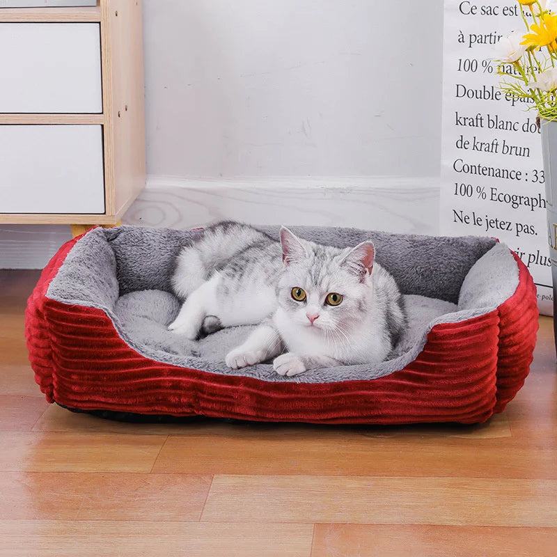 Bed for Dog Cat Pet Soft Square Plush Kennel Animals Accessories Dogs Basket Sofa Bed Larger Medium Puppy Pet Products Mattress 2