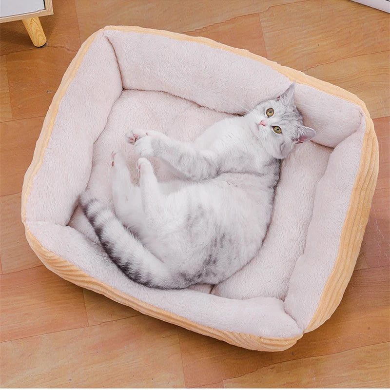 Bed for Dog Cat Pet Soft Square Plush Kennel Animals Accessories Dogs Basket Sofa Bed Larger Medium Puppy Pet Products Mattress 4