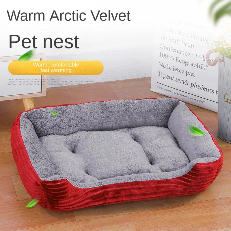 Bed for Dog Cat Pet Soft Square Plush Kennel Animals Accessories Dogs Basket Sofa Bed Larger Medium Puppy Pet Products Mattress 5