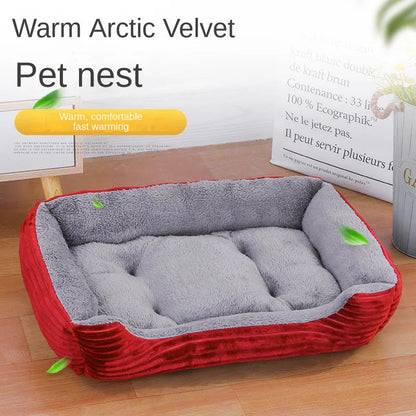 Bed for Dog Cat Pet Soft Square Plush Kennel Animals Accessories Dogs Basket Sofa Bed Larger Medium Puppy Pet Products Mattress 5