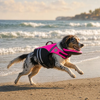 Plush Paws Co. Adjustable Dog Life Vest – Flotation Swimming Jacket with Chin Float for Boating & Pool Safety