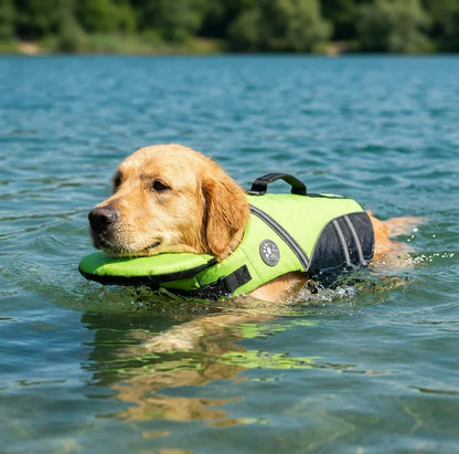Plush Paws Co. Adjustable Dog Life Vest – Flotation Swimming Jacket with Chin Float for Boating & Pool Safety