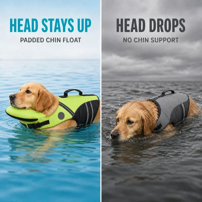 Plush Paws Co. Adjustable Dog Life Vest – Flotation Swimming Jacket with Chin Float for Boating & Pool Safety