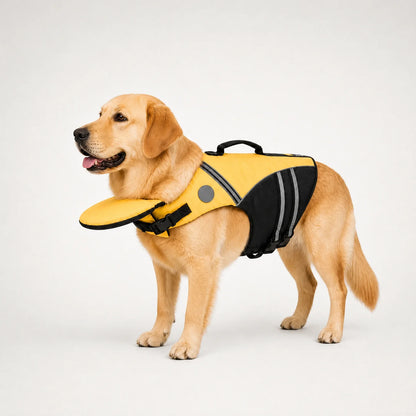 Plush Paws Co. Adjustable Dog Life Vest – Flotation Swimming Jacket with Chin Float for Boating & Pool Safety