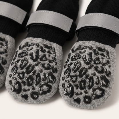 Plush Paws Co. Anti-Skid Pet Paw Traction Socks – Breathable Knit Indoor Dog Booties with Straps