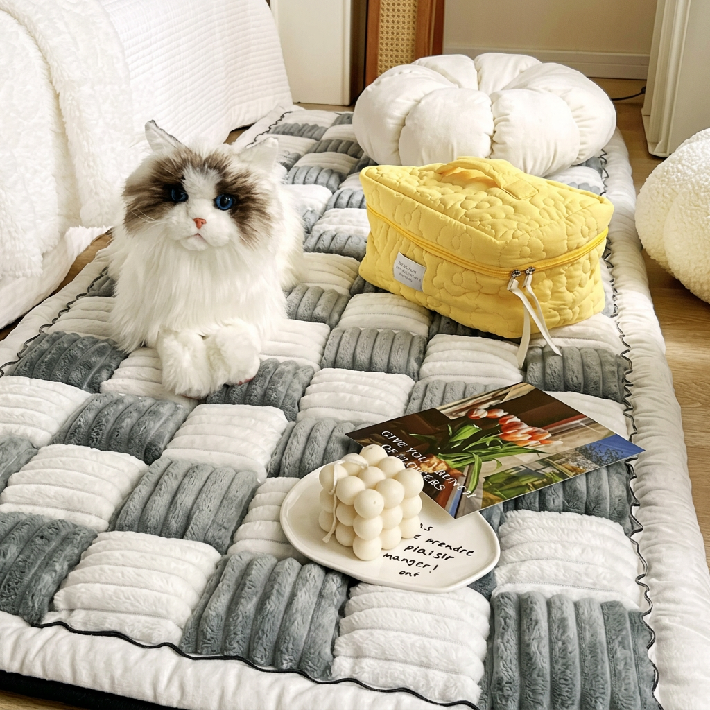 Plush Paws Co. Checkerboard Quilted Sofa Mat – Plush Furniture Protector & Pet Couch Bed
