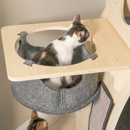 Plush Paws Co. Designer Feline Activity Center — Modern Wooden Cat Tree
