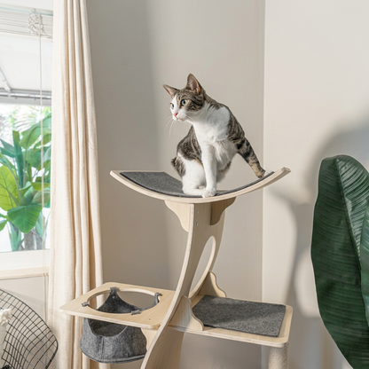 Plush Paws Co. Designer Feline Activity Center — Modern Wooden Cat Tree