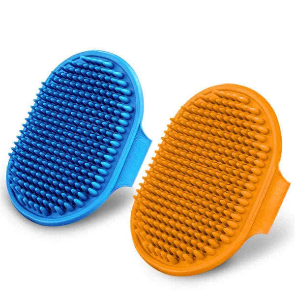 Plush Paws Co. Flexible Palm-Grip Pet Brush – Textured Silicone Massage & Fur Removal Scrubber
