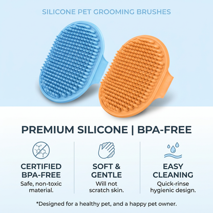 Plush Paws Co. Flexible Palm-Grip Pet Brush – Textured Silicone Massage & Fur Removal Scrubber