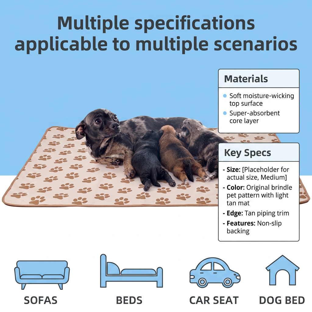 Plush Paws Co. Floor Protection Pet Pee Pad — Reusable Waterproof Design