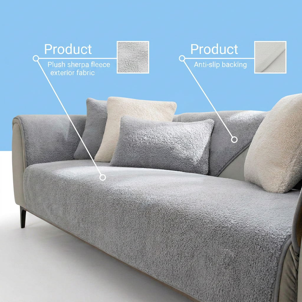 Plush Paws Co. Furniture Protection Shield — Fluffy Sherpa Sofa Cover Protector Style