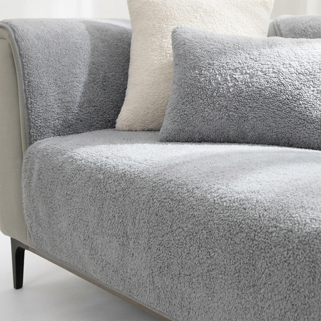 Plush Paws Co. Furniture Protection Shield — Fluffy Sherpa Sofa Cover Protector Style