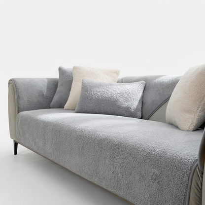 Plush Paws Co. Furniture Protection Shield — Fluffy Sherpa Sofa Cover Protector Style