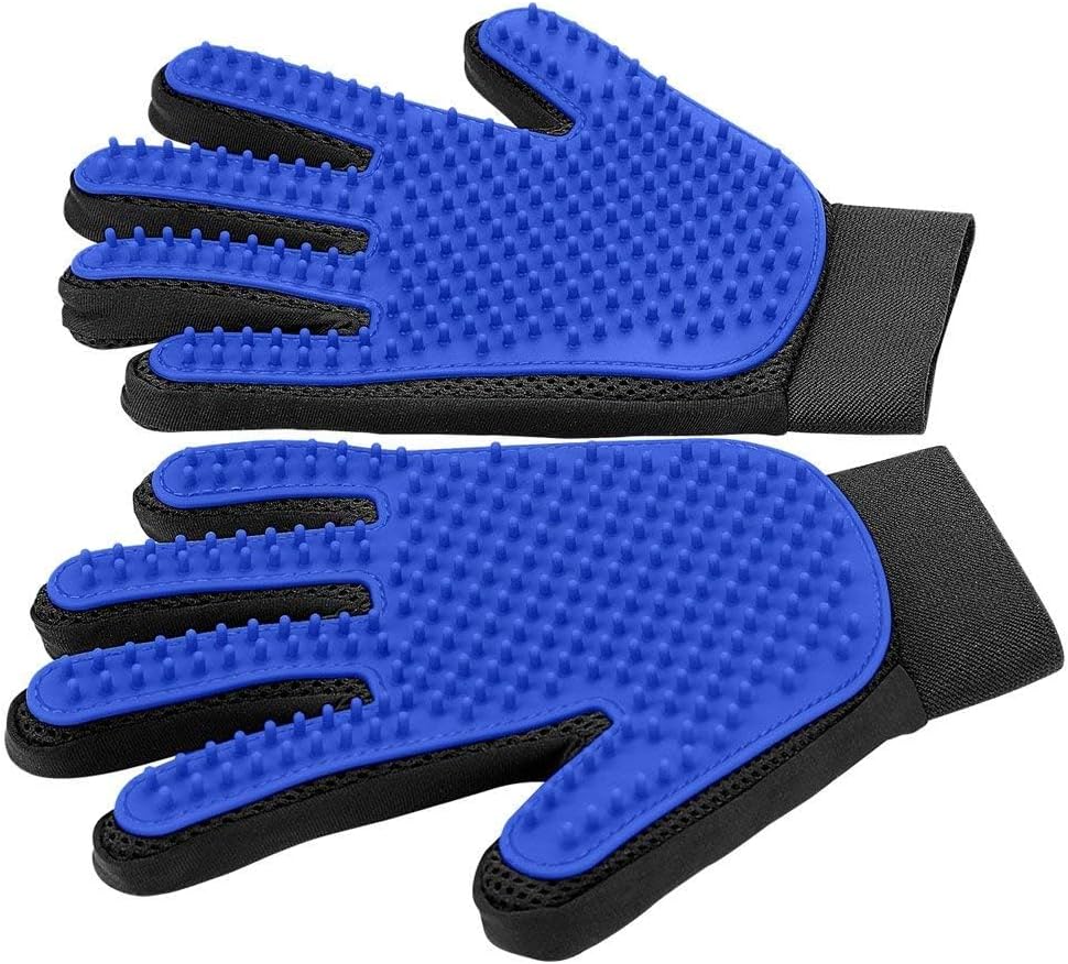 Plush Paws Co. Gentle Silicone Pet Grooming Gloves – Pair of Deshedding & Bathing Mitts for Dogs & Cats