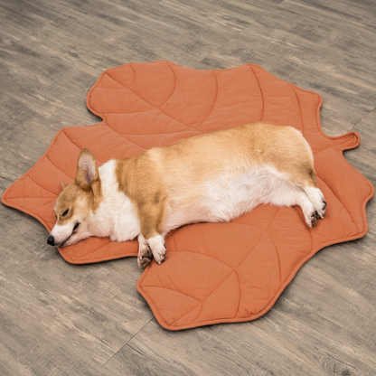 Plush Paws Co. Quilted Leaf Pet Blanket – Soft Cotton Padded Floor Mat & Couch Cover for Dogs & Cats