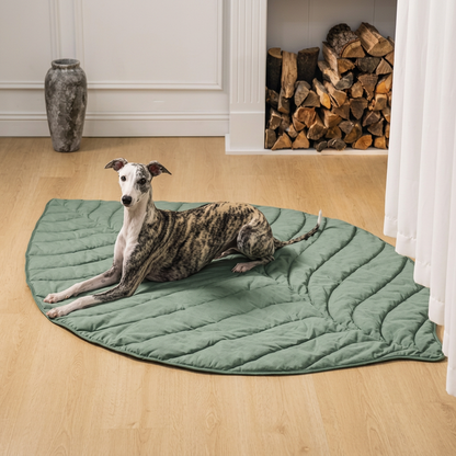 Plush Paws Co. Quilted Leaf Pet Blanket – Soft Cotton Padded Floor Mat & Couch Cover for Dogs & Cats