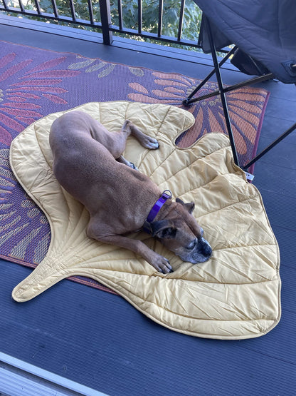 Plush Paws Co. Quilted Leaf Pet Blanket – Soft Cotton Padded Floor Mat & Couch Cover for Dogs & Cats