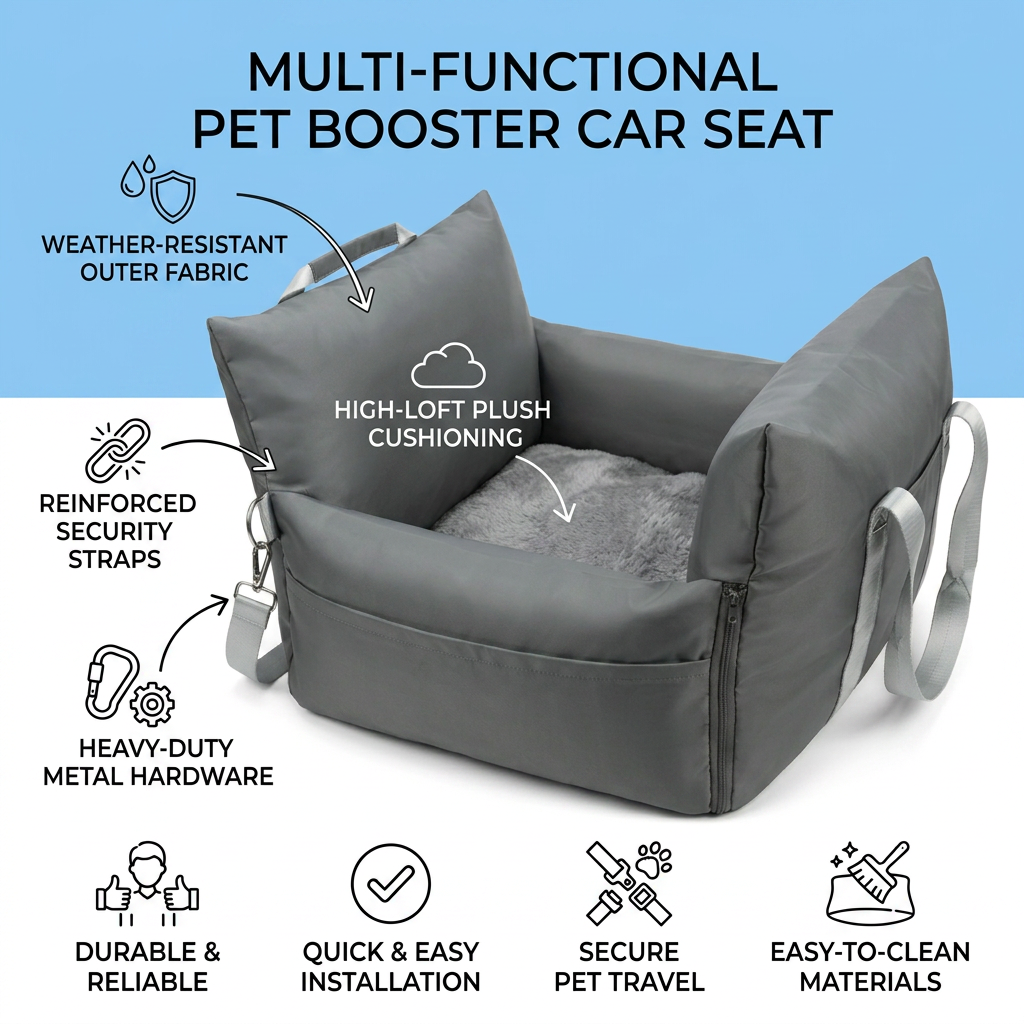 Plush Paws Co. Secure Drive Lounger — Travel Dog Car Seat Bed Design