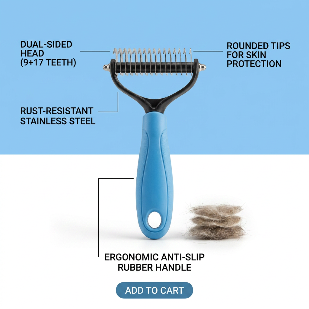 Plush Paws Co. Shedding Control Pet Groomer — Ergonomic Undercoat Rake Design
