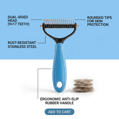 Plush Paws Co. Shedding Control Pet Groomer — Ergonomic Undercoat Rake Design