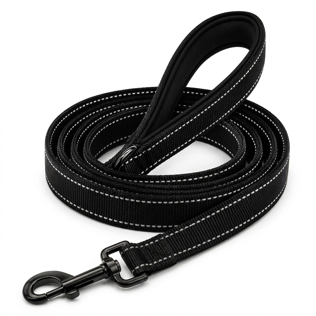Plush Paws Co. Shock-Absorbing Reflective Dog Leash – Heavy-Duty Training Lead with Padded Handle
