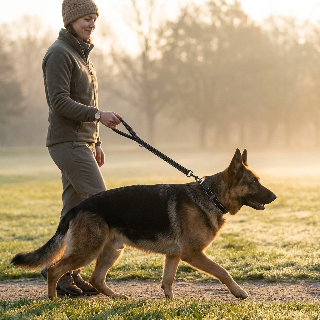 Plush Paws Co. Shock-Absorbing Reflective Dog Leash – Heavy-Duty Training Lead with Padded Handle