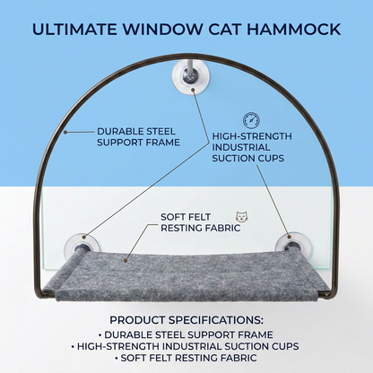 Plush Paws Co. Sunbathing Feline Lounge — Cloud Nine Window Hammock