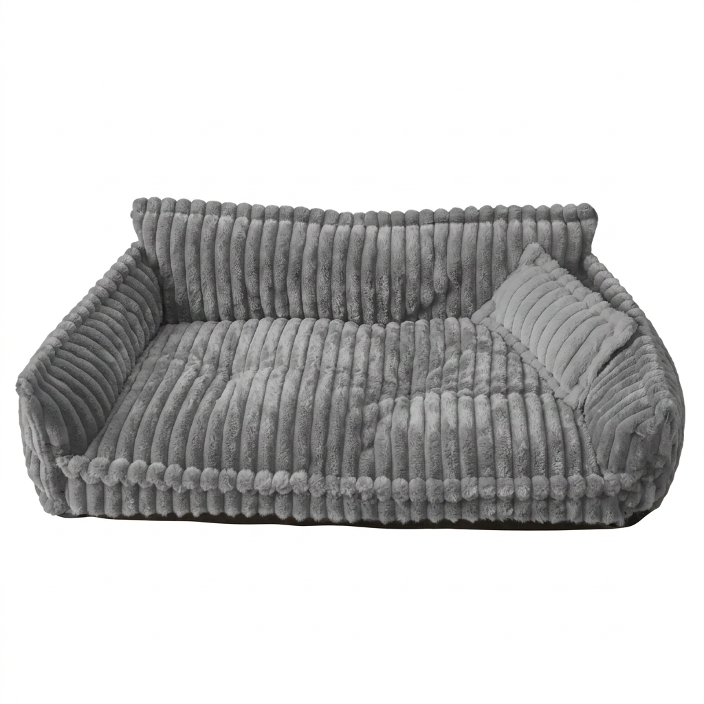 Plush Paws Co. Support Couch — Corduroy Bolstered Pet Sofa Style