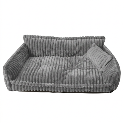 Plush Paws Co. Support Couch — Corduroy Bolstered Pet Sofa Style