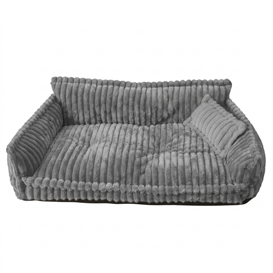 Plush Paws Co. Support Couch — Corduroy Bolstered Pet Sofa Style