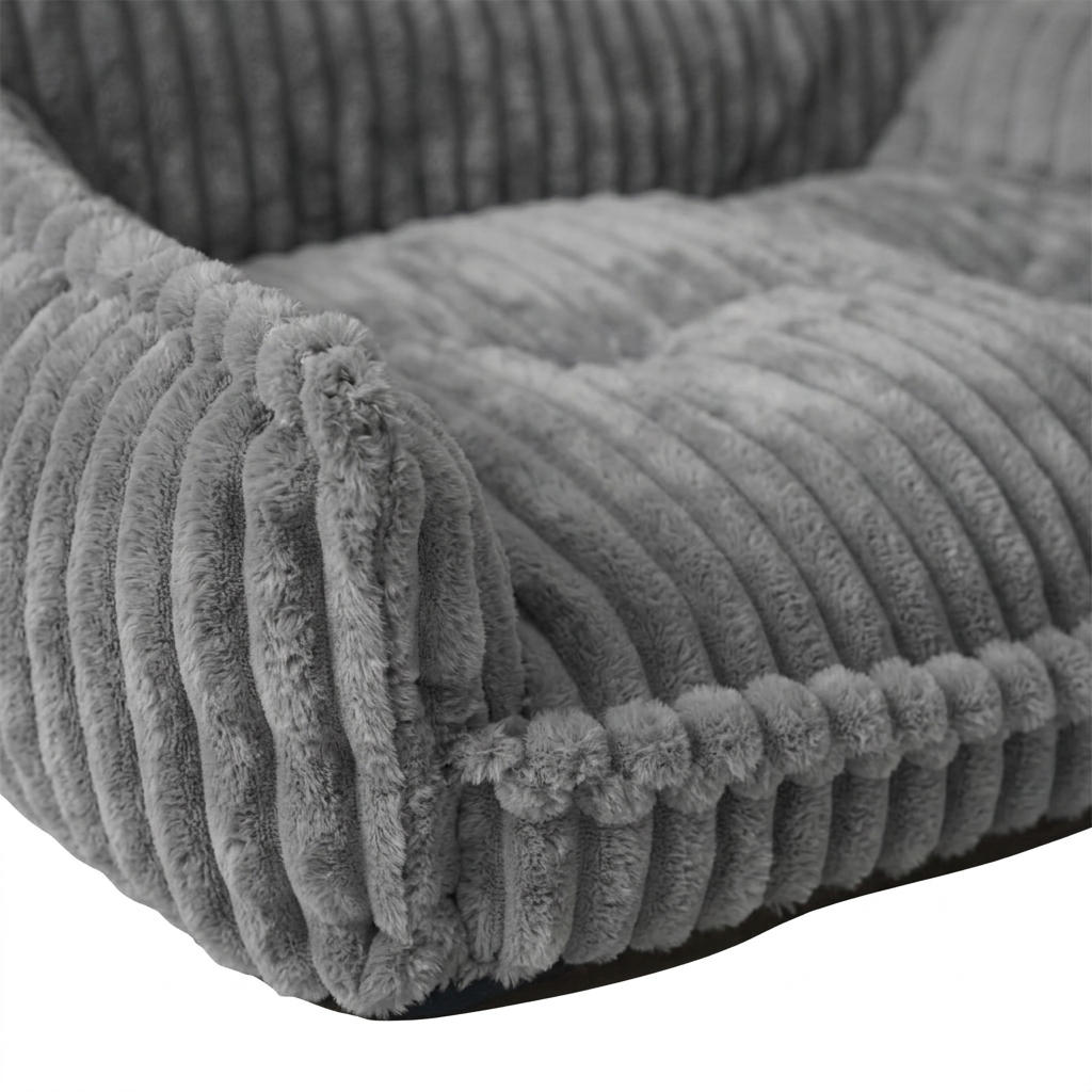 Plush Paws Co. Support Couch — Corduroy Bolstered Pet Sofa Style
