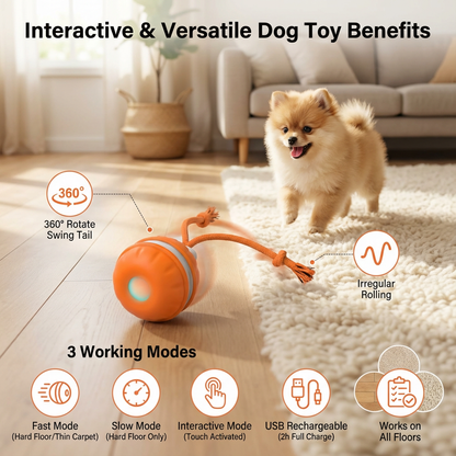 Elara Haus Dog Toy - Durable Rubber Interactive Tough Dog Toy 10 cm Diameter 60 cm Rope 2