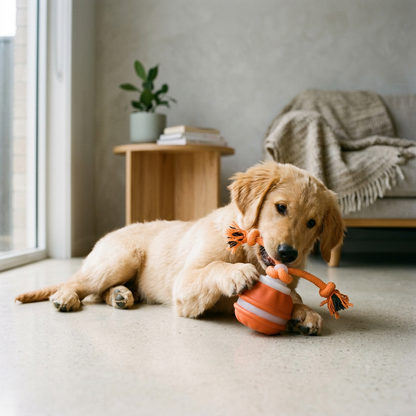 Plush Paws Co. Active Energy Burn — Automated Rolling Ball with Rope Tails Toy Design