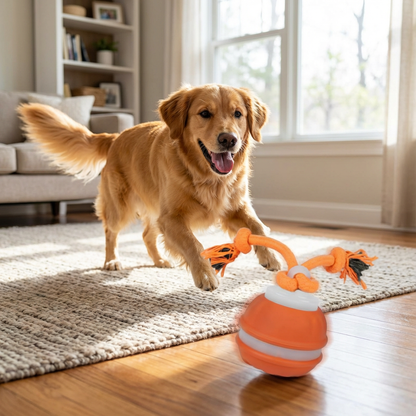 Elara Haus Dog Toy - Durable Rubber Interactive Tough Dog Toy 10 cm Diameter 60 cm Rope 0
