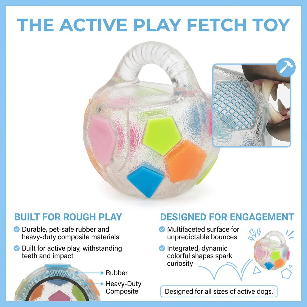 Plush Paws Co. Active Energy Burn — Multi-Color Hexagon Grip Dog Toy Build