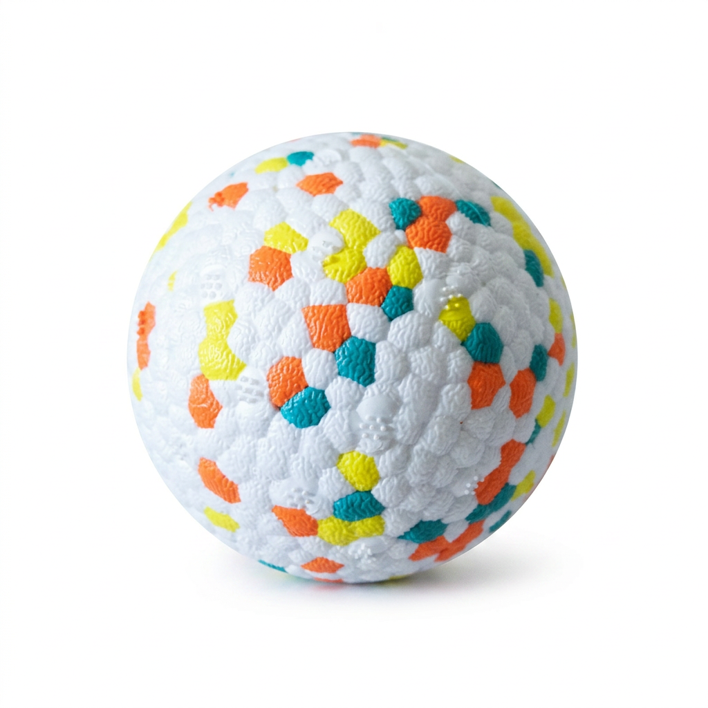 Plush Paws Co. Active Play Essential — Multicolour Textured Rubber Dog Ball