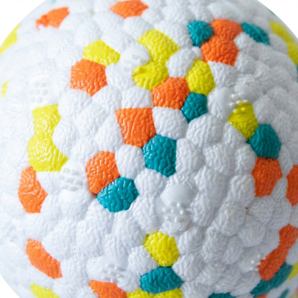 Plush Paws Co. Active Play Essential — Multicolour Textured Rubber Dog Ball
