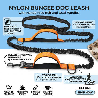 Plush Paws Co. Active Running Freedom — Hands-Free Dog Leash with Safety Seat Belt Design