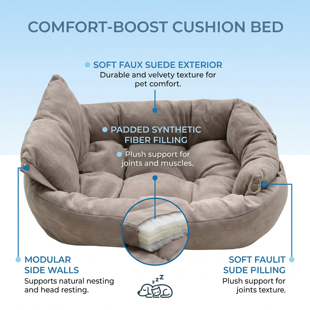 Plush Paws Co. Adaptable Resting Dog Mat — Foldable Button Edges