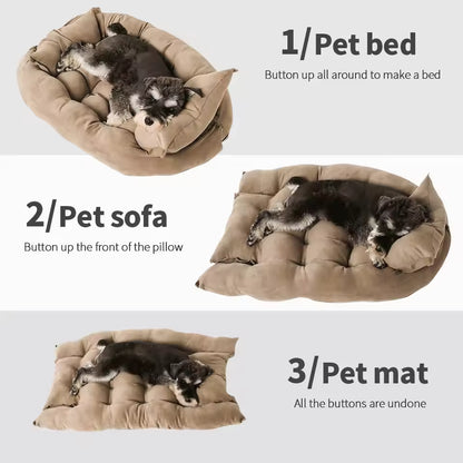 Plush Paws Co. Adaptable Resting Dog Mat — Foldable Button Edges