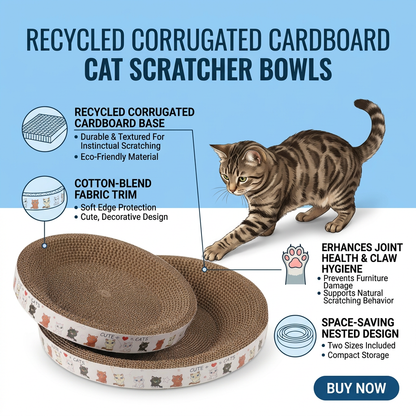 Plush Paws Co. All-Day Scratch & Lounge Bed — Reversible Cardboard Cat Bowl