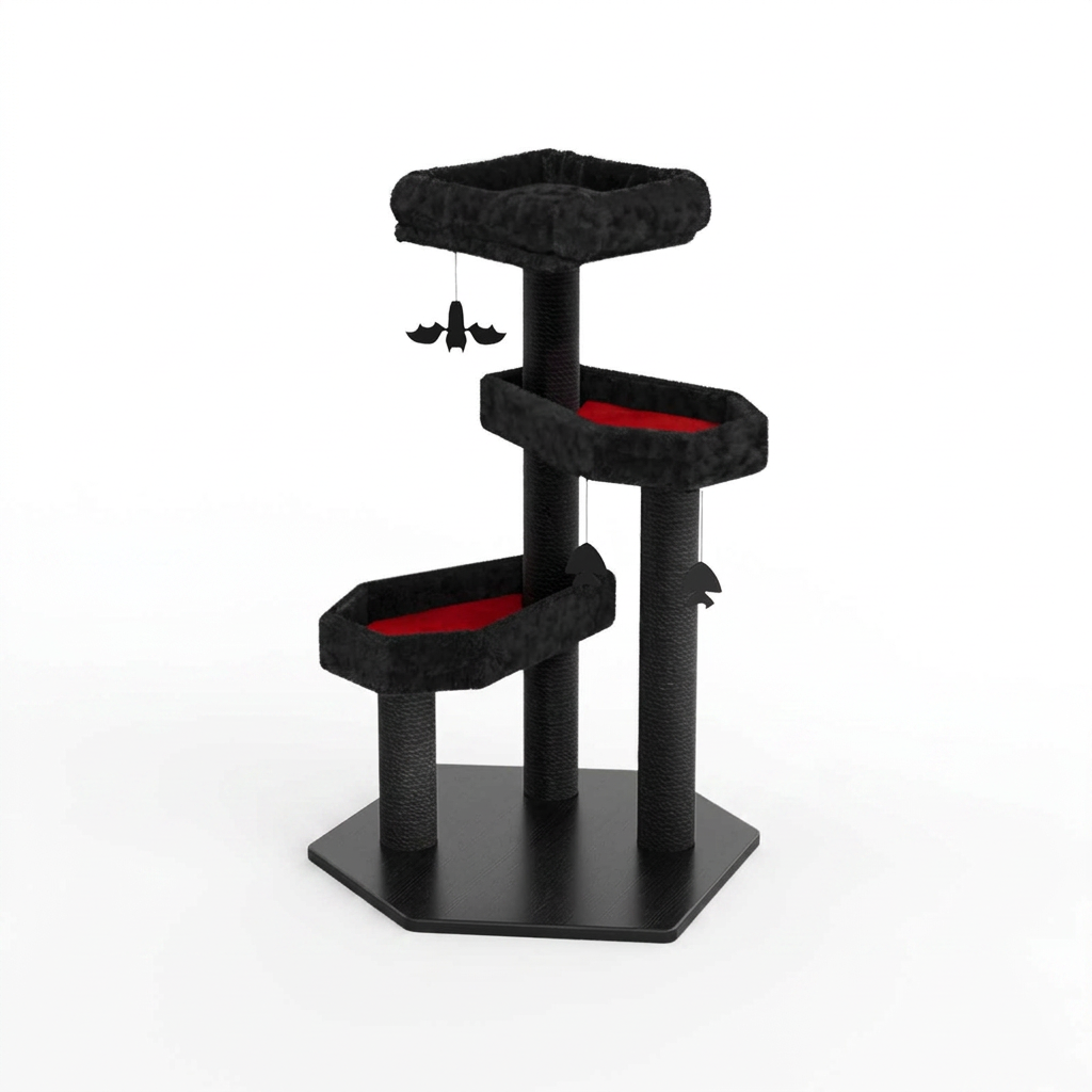 Plush Paws Co. Alternative Feline Play Tower — Gothic Style Cat Tree
