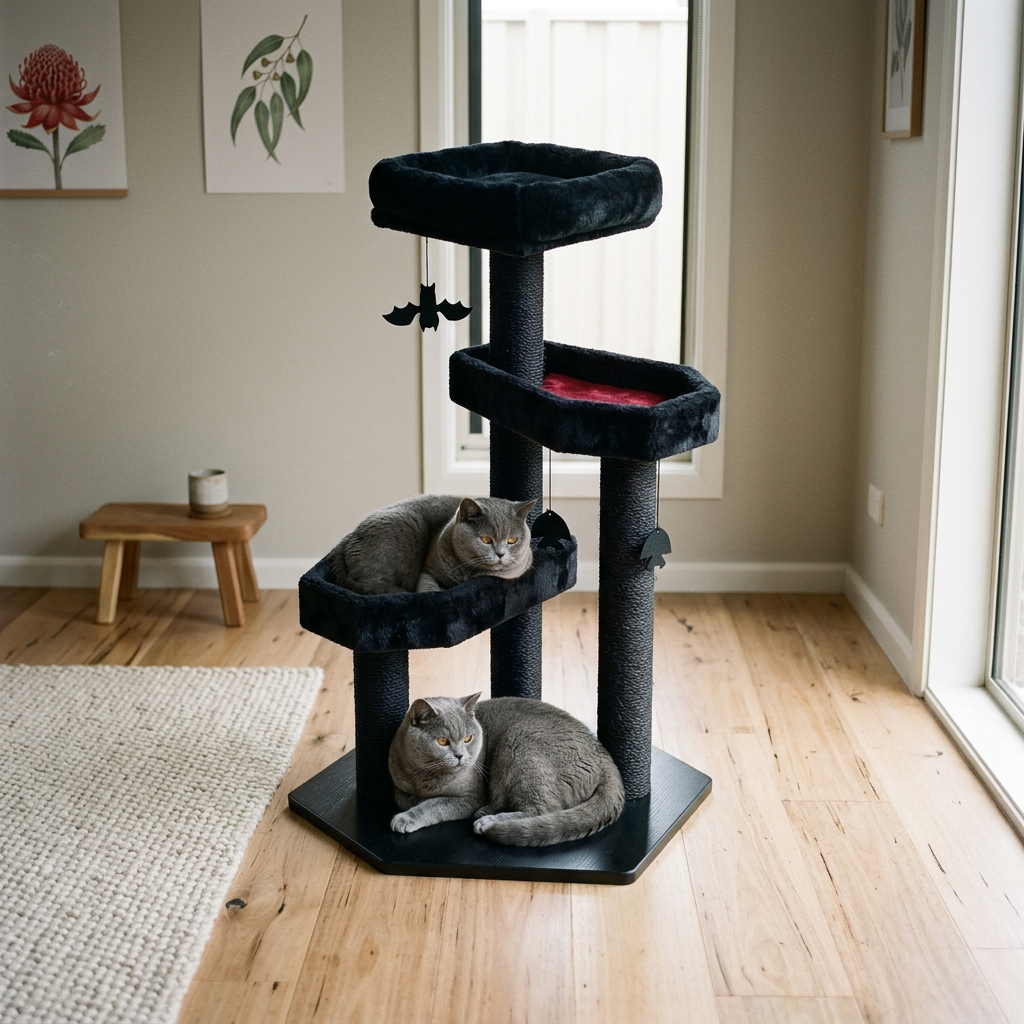 Plush Paws Co. Alternative Feline Play Tower — Gothic Style Cat Tree