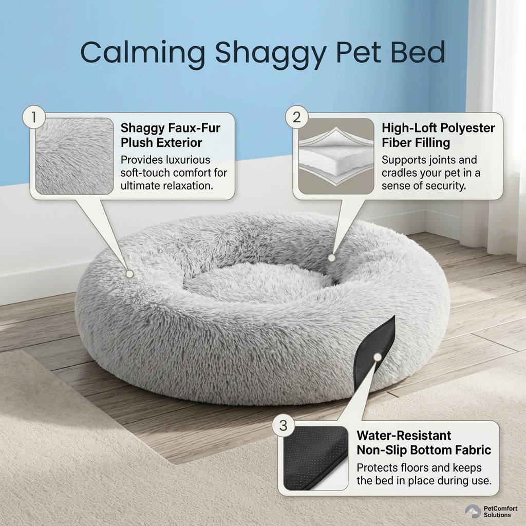 Plush Paws Co. Anxiety Relief Pet Bed — Calming Donut Design