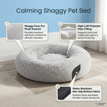 Plush Paws Co. Anxiety Relief Pet Bed — Calming Donut Design