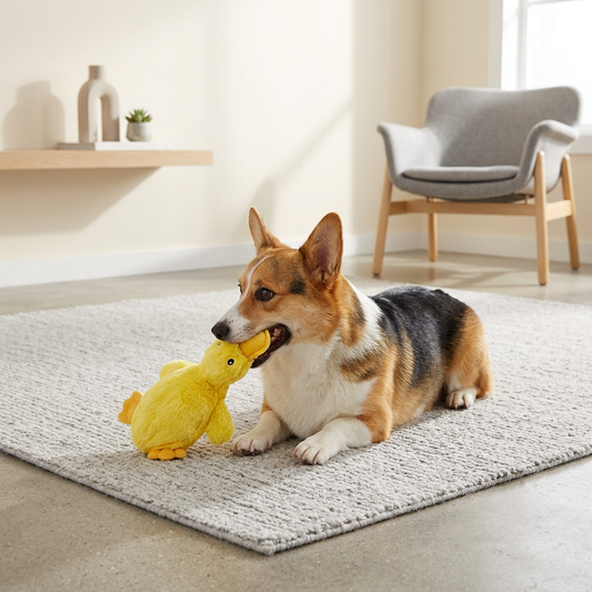 Plush Paws Co. Boredom Relief Pet Toy — Squeaky Duck Plush Companion