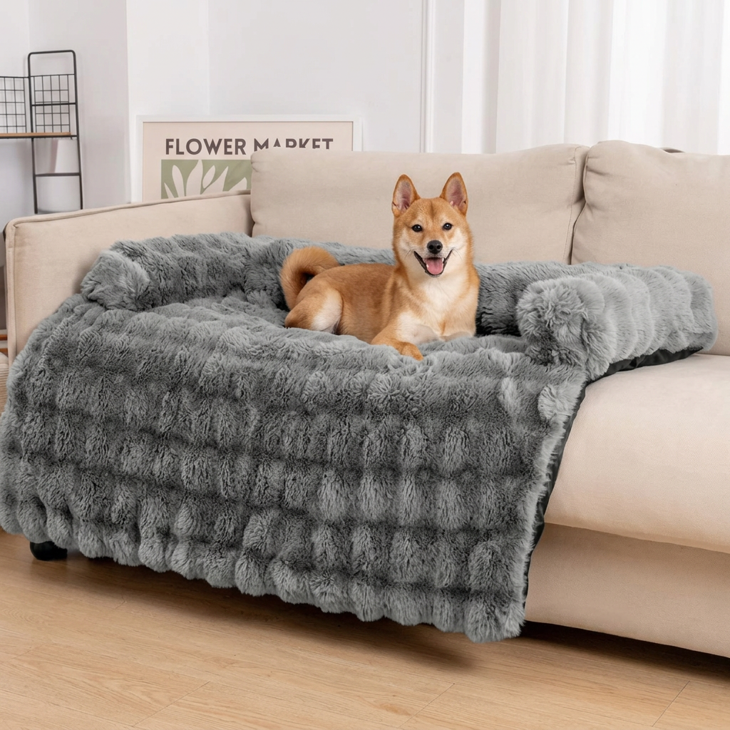 Plush Paws Co. Calming Comfort Pet Sofa Cover — Extended Drape Design